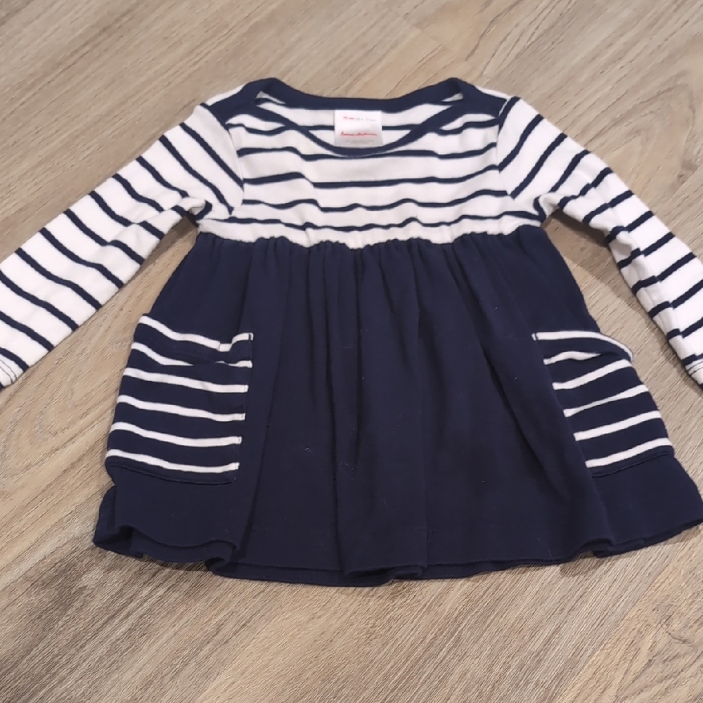 Hanna Andersson Navy and White Striped Dress